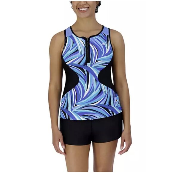 ZeroXposur Women’s 2-Piece UPF 30+ Scuba Tankini and Short Set Size XXL Blue NWT - Picture 1 of 14